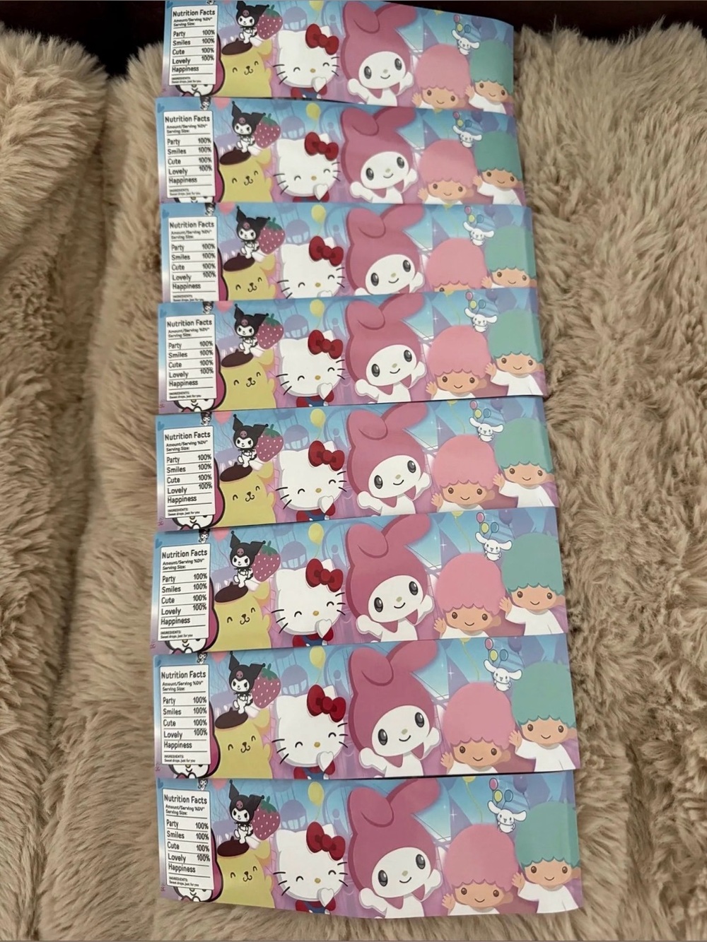 Sanrio Hello Kitty & Friends Water Bottle Labels 8 pc